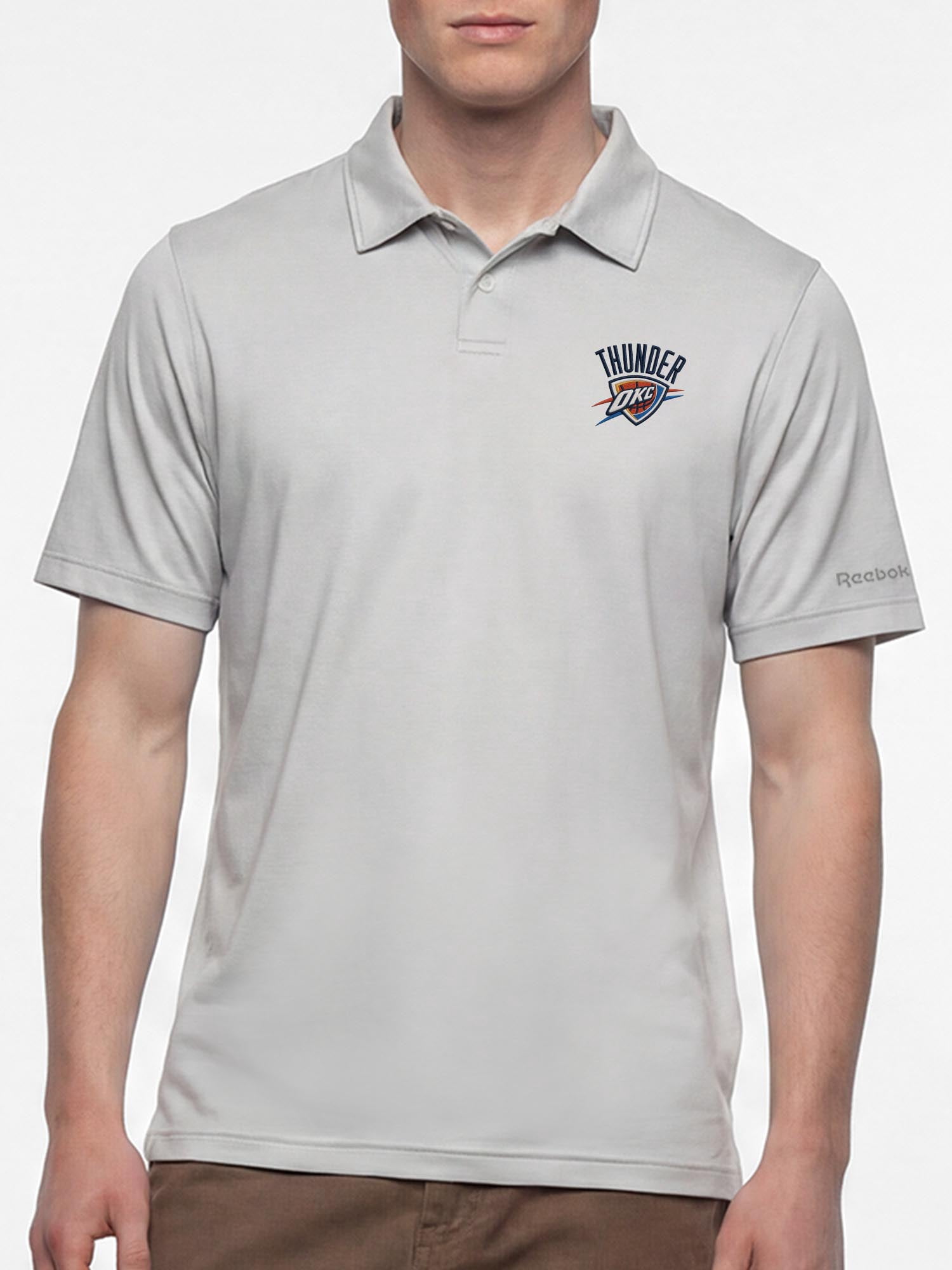 Oklahoma City Thunder Reebok Mens Gray Short Sleeve Polo Shirt
