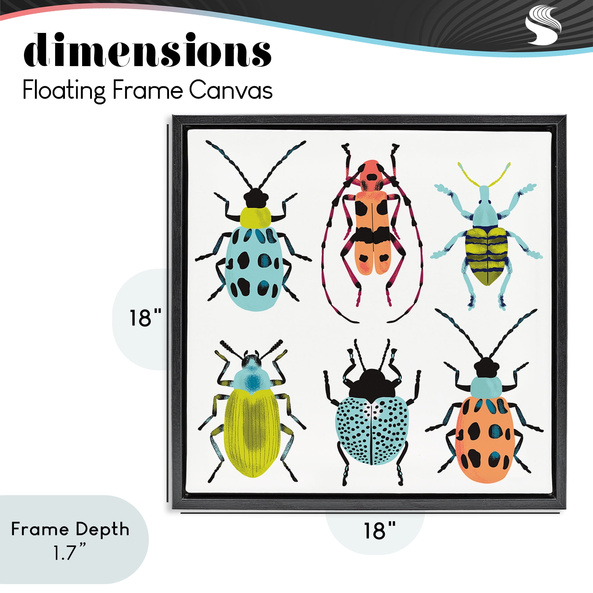 Stupell Industries Beetles & Bugs Collection Black Framed Floater Canvas Wall Art, design by Metka Hiti