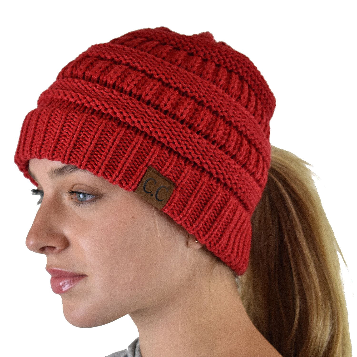 C.C BeanieTail Soft Stretch Cable Knit 
