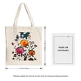 thumbnail image 3 of Vibrant Floral Canvas Tote Bag - Colorful Pink Orange & Purple Flowers on Cream Background - Perfect for Shopping Travel & Parties, 3 of 4