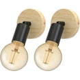thumbnail image 1 of Paquete de 2 lámparas de pared con rotación de 180 °, lámpara de pared industrial vintage de madera E27, lámpara de pared moderna de metal y madera, decoración para sala de estar, cocina, pasillo,, 1 of 5