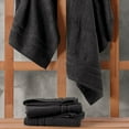 thumbnail image 3 of Hawmam Linen Bathroom Towels - Black Quick Dry Towels, 16' x 29', 100% Turkish Cotton, Soft Luxury Hand Towels, Eco Friendly Low Lint Highly Absorbent 600 GSM, 4-Pack for Spa, Gym, Salon, College Dorm, 3 of 6