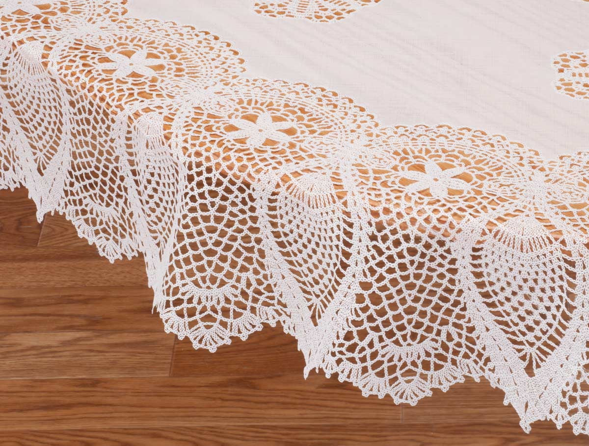 Miles Kimball White Vinyl Lace Tablecloth 70 Round Com