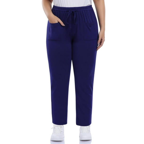 Grande Taille pour Femme Pantalons de Yoga Jogger Taille Haute Pantalons de Survetement Confortables avec Poches Pantalons Longs Bleu Fonce 4XL Walmart