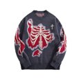 thumbnail image 3 of Mens Halloween Sweater Skeleton Graphic Printed Knit Pullover Oversized Loose Fit Warm Winter Sweater Soft Casual Knitwear for Festive Wear, 3 of 3