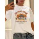 thumbnail image 1 of Camiseta vintage con estampado geométrico para mujer, manga corta, largo regular, cuello redondo, moda de verano, top de punto de algodón, estilo casual, top deportivo para el tiempo libre., 1 of 6