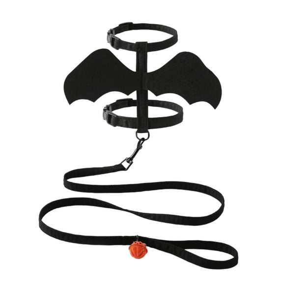 Cats Halloween Bat Wings Costume with Leash – Pet Dress-Up Apparel for Small Dogs, Kittens, Puppies – Halloween Party Outfit & Walking Harness