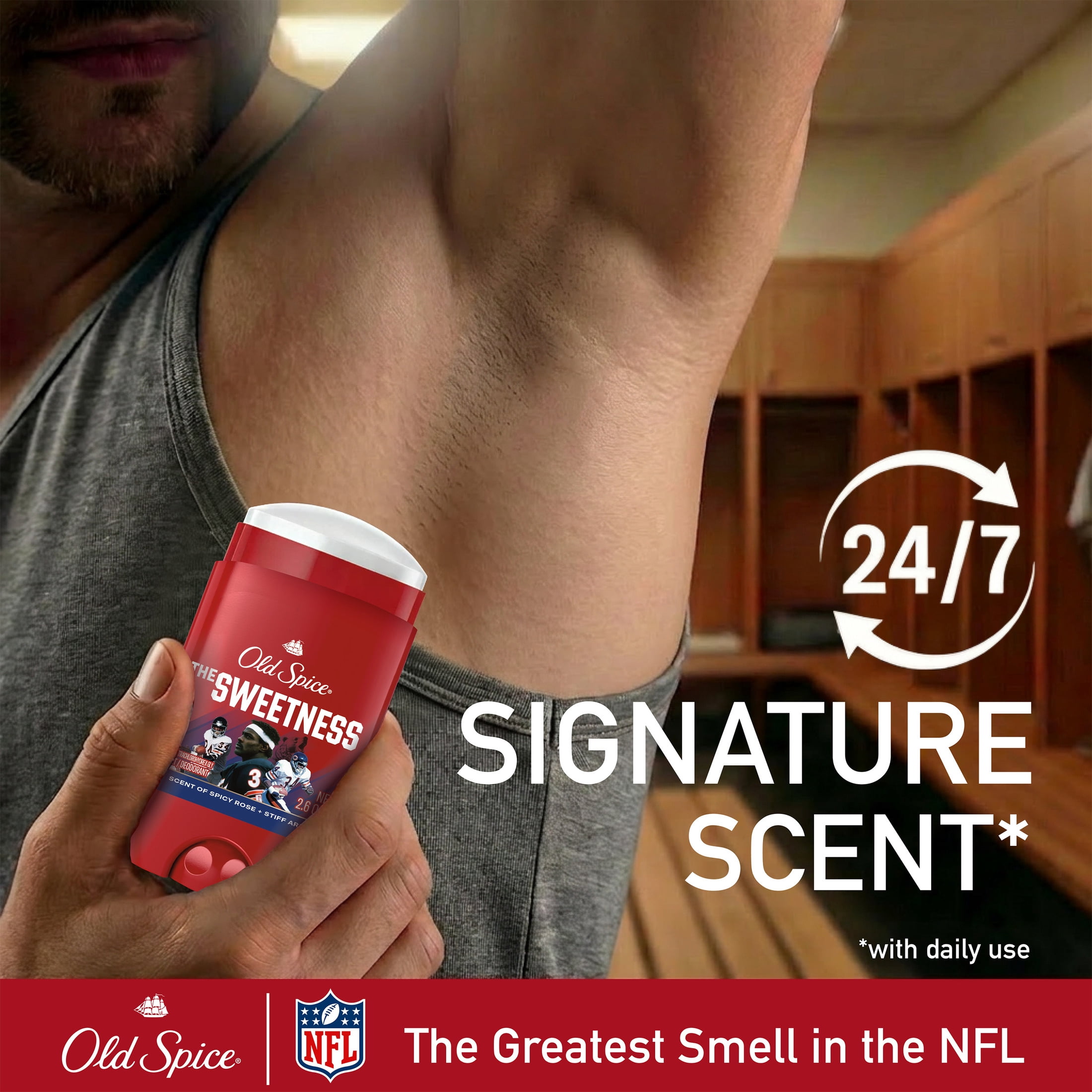 Old Spice Deodorant for Men, Antiperspirant, NFL Collection, Walter Payton, Scent of Spicy Rose + Stiff Arms, 2.6 oz