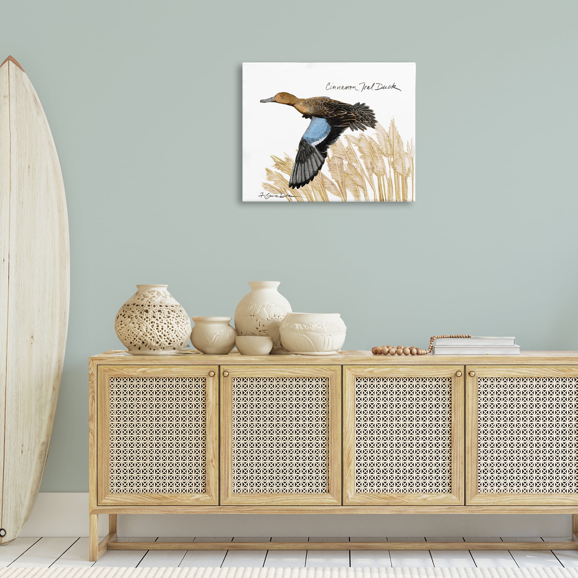 Stupell Industries Cinnamon Teal Duck Flying Animals & Insects Painting Gallery Wrapped Canvas Art Print Wall Art, 30 x 24