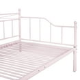 thumbnail image 7 of Twin Size Metal Daybed with Trundle, Heavy-Duty Steel Bedframe, Portable Folding Sofa Bed, Daybed with Slat, No Spring Required, for Living Room Bedroom, Pink, 7 of 7