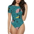 thumbnail image 1 of Saiise Justaucorps à Manches Courtes pour Femmes Motif Teckel Col Rond Pyjama Justaucorps Extensible avec Fermeture à Pression-Moyen, 1 of 7