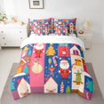 thumbnail image 3 of Manfei Lovely Santa Claus 7pcs Bedding Comforter Set,Christmas Gifts Candy Cane Queen Bedding Sets,Pink Blue Pink Queen Sheet Sets For Girls Boys,Bedroom Decor Reversible, 3 of 9