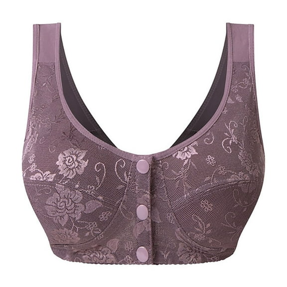 Bras for Women,Front Closure Bras for Women Comfortable Vest Style Wireless Support Soft Everyday Wear Senior Full Coverage,Sports Bras for Women,Dark Purple,42