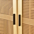 thumbnail image 3 of Better Home Products Stylish Pine Wood Closet with Rattan Doors and Two Drawers for Easy Access in Natural (Natural), 3 of 9