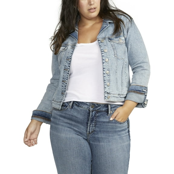 Silver Jeans Co. Plus Size Fitted Denim Jacket, Waist Sizes 1X-3X