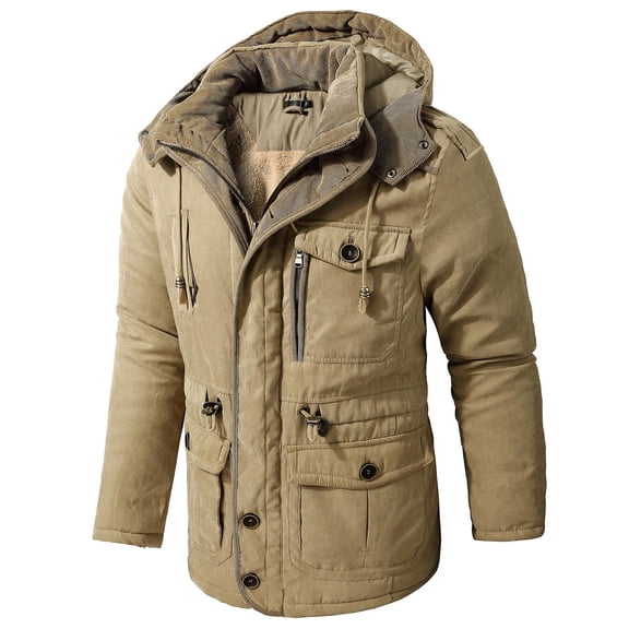 Men's Winter Coat Thick Sherpa Fleece Lining Cotton Military Jackets Heavyweight Work Coats with Cargo Pockets Outwear