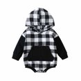 thumbnail image 1 of Body De Bebé Canastilla Onesies Para Niños Pequeños Otoño Primavera Niñas Niños Plaid Con Capucha Mameluco Manga Larga Botón Sudadera Monos Negro Odeerbi LM103-6871, 1 of 9
