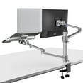 thumbnail image 1 of Viozon Support pour Moniteur et Ordinateur Portable, Supports de Bureau 2-en-1 Réglables à Double Bras Support/bras Simple pour Écrans d'Ordinateur LCD de 17 à 32 Pouces, Plateau Supplémentaire pour Ordinateurs Portables de 12 à 17 Pouces (Argent), 1 of 5