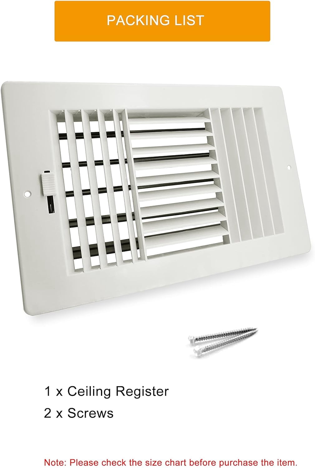10x8 Inch(Duct Opening) Ceiling Register Wall Vent 3-Way Plastic Sidewall Ceiling Air Vent w/Manual Adjuster for Home, Office, Bathroom, Toilet