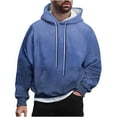 thumbnail image 2 of Sudadera con capucha para hombre, estilo casual, con cuello redondo, estampado, manga larga, blusa de poliéster, 2 of 6