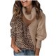 thumbnail image 1 of Gibobby Manga Larga Cuello Rojoondo Suéter de cuello de manga larga con retazos estampado Fashoin para mujer Top de punto (Marrón, S), 1 of 5