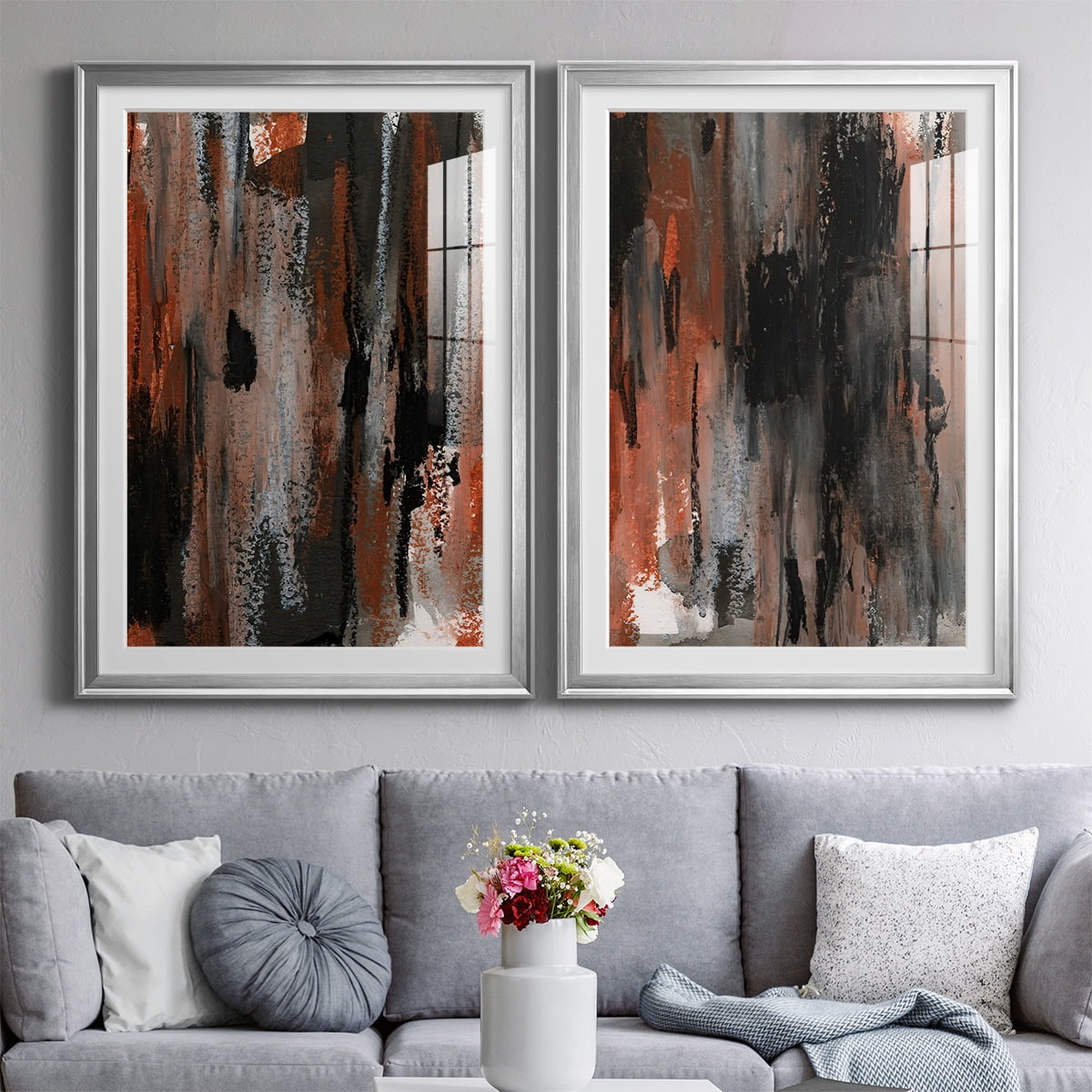 Wexford Home Loft Pastel VII Premium Framed Print, 30.5" x 42.5" - Ready to Hang, Silver (Set of 2)