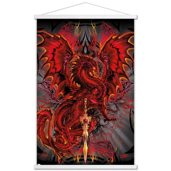 Ruth Thompson - Dragonblade Bloodblade Wall Poster with Wooden Magnetic Frame, 22.375" x 34"