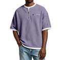 thumbnail image 6 of Dwelliawo Big and Tall Polo Shirts for Men Short Sleeve Golf Solid Color Henley Shirt Collared Heavyweight Big and Tall T Shirts Comfort Quarter Quarter Zip Waffle Shirts Purple L, 6 of 7