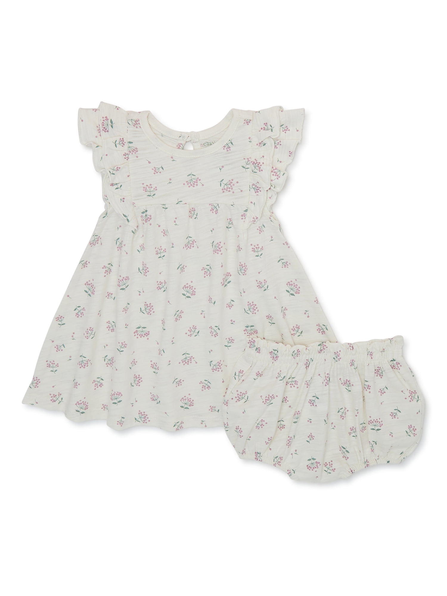 easypeasy Baby Girls Print Dress and Diaper Cover, Sizes 024 Months