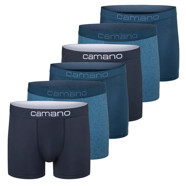 Camano Calzoncillos bóxer para hombre, pack de 6 - Comfort BCI Cotton, pantalones, algodón elástico Azul XXL (XX-Large)