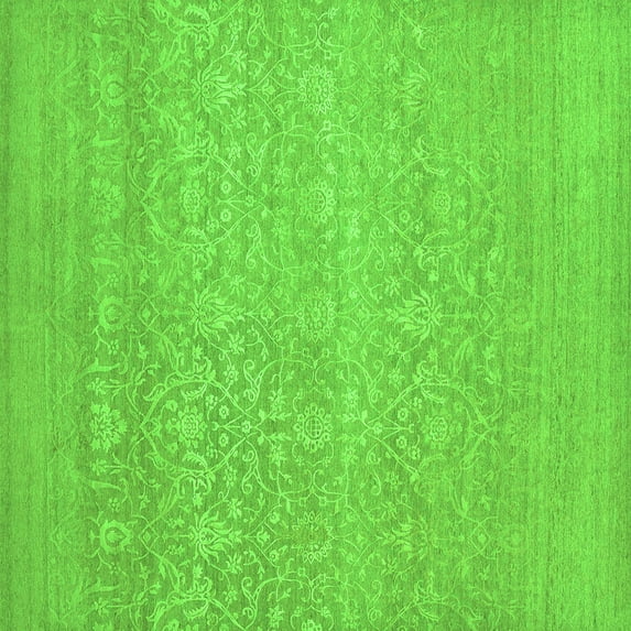 Ahgly Company Indoor Square Oriental Green Industrial Area Rugs, 8' Square