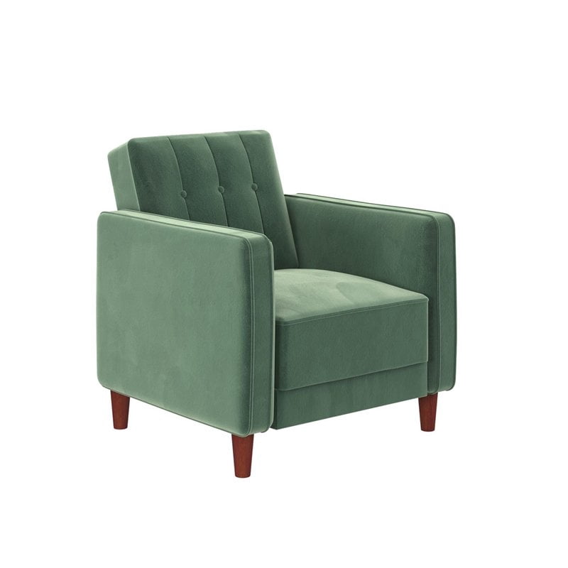 DHP Ivana Tufted Accent Chair in Light Green Velvet