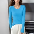 thumbnail image 2 of oqasdz Sweaters for Women Fall Winter Round Neck Velvet Pullover Solid Color Four Flat Slim Thin Knitted Undershirt Casual Loose Fit, 2 of 3