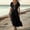 Black, variant on Summer Deal Womens Dresses Solid Color Cotton Linen Short Sleeved V-neck Dress Skirt Flowy Long Dress Brown XXXXL