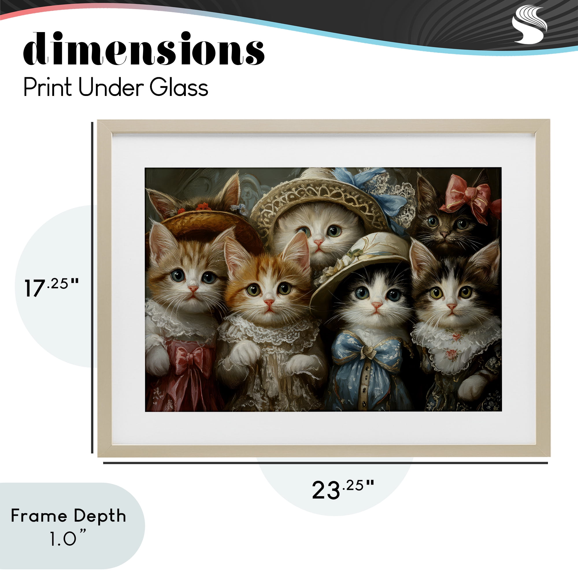 Stupell Industries Fashionable Vintage Cats Birch Framed Print Under Glass, design by The Wands Want