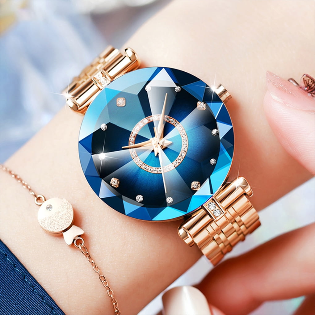 Fashion Women Watch Luxury Crystal Quartz Watches Watch Girls Elegant Wristwatch Stainless Steel Strap Ladies Girls Couple Gifts Dress Walmart