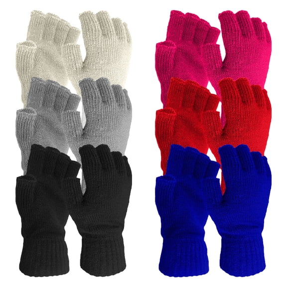 CFMIURAN Men & Women Winter Warm Knitted Fingerless Half Finger Gloves Thermal Elastic Touch Screen for Working Running Biking Driving Typing Cold Weather