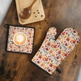 thumbnail image 5 of Fall Watercolor Autumn Leaves Pattern Kitchen Oven Mitt and Pot Holder Sets 2 Pcs for Baking, Cooking and Grilling, Heat Resistant Up To 392 °F, 5 of 6