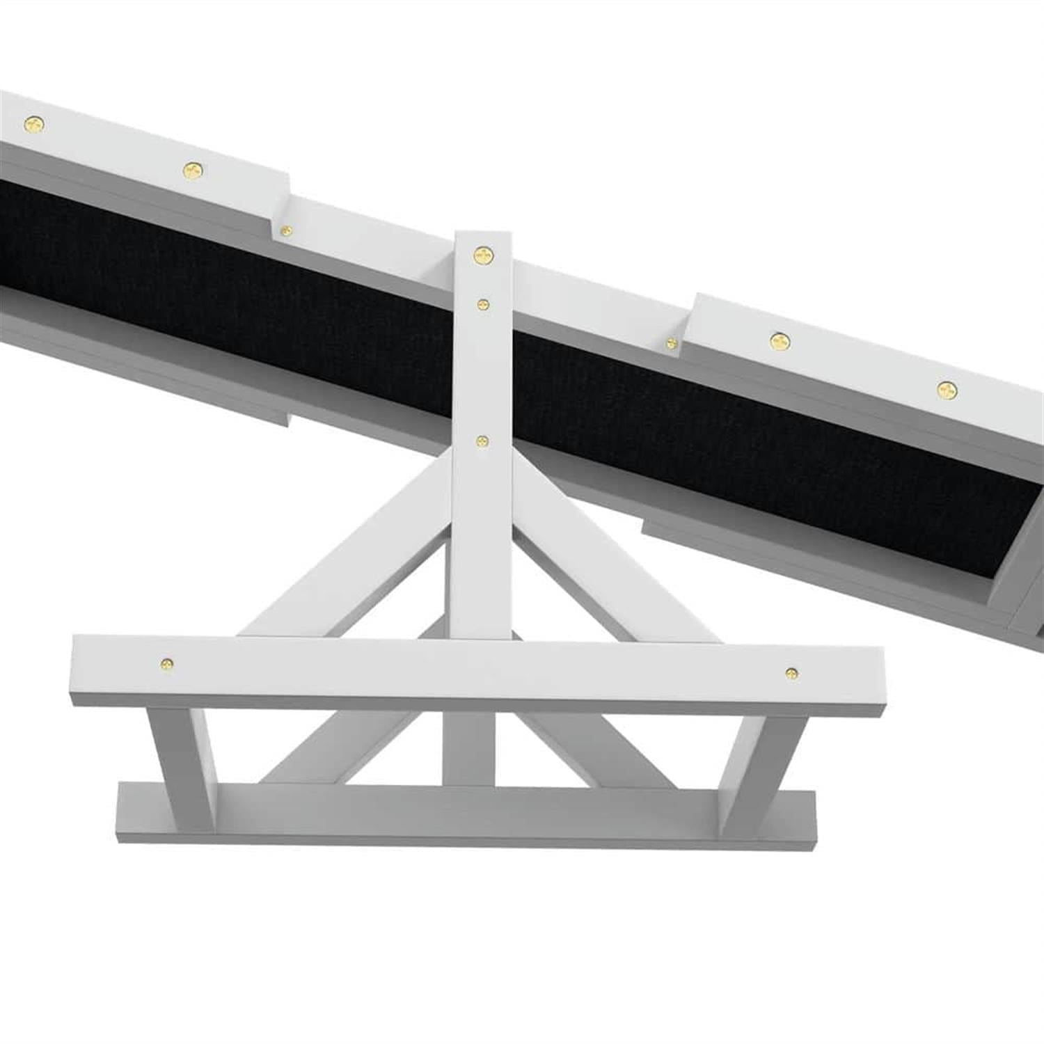 resenkos 70" Wooden Dog Seesaw for Training, Exercise, Pet Agility Equipment, Sturdy Playset, White