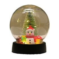 Uutvery Christmas Gift Transparent Ball,LED Night Light with Christmas Tree,Christmas Snow Globe with Snowman and Santa Claus,Desktop Decor Luminous Ornaments for Xmas Holiday Party Gifts