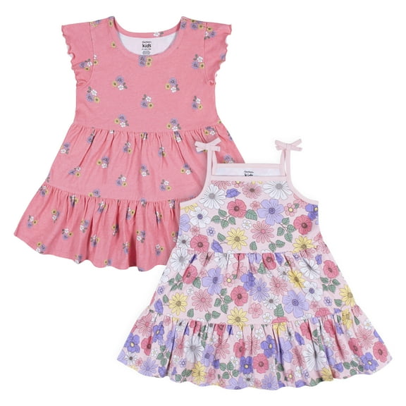 Gerber Baby and Toddler Girl Knit Dresses, 2 Pack, Sizes 12 Months - 5T