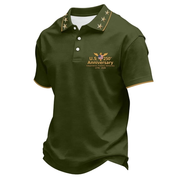 USA 250th Anniversary Polo Shirt Men Patriotic Eagle Graphic Short Sleeve Button Polo Casual America 250 Merchandise