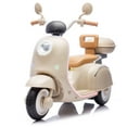thumbnail image 6 of 12V Kids Powered Ride On Motorcycle, 3 Wheel Electric Bike W/LED Lights, Bluetooth, USB, Storage Box, Dual 35W Motors, Anti-Slip Tires & Backrest Seat Motorcycle Toy for Boys & Girls 3-6 Yrs, Beige, 6 of 8