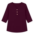 thumbnail image 5 of Kezqiaxn 3/4 Length Sleeve Womens Tops V-Neck Button Up Shirt Business Work Blouses Plus Size Clothes for Women, 5 of 6