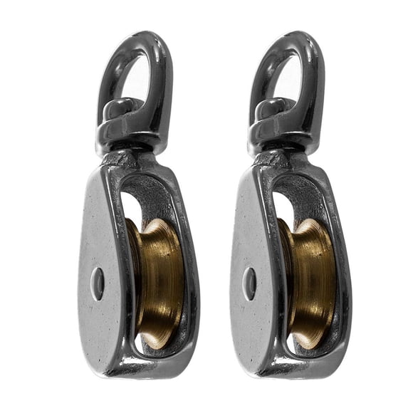2 Pack of Single Steel Swivel Wheel Pulley - Sheave Height of 1 Inch Fits 5/32 Inch Rope - Pulley Roller