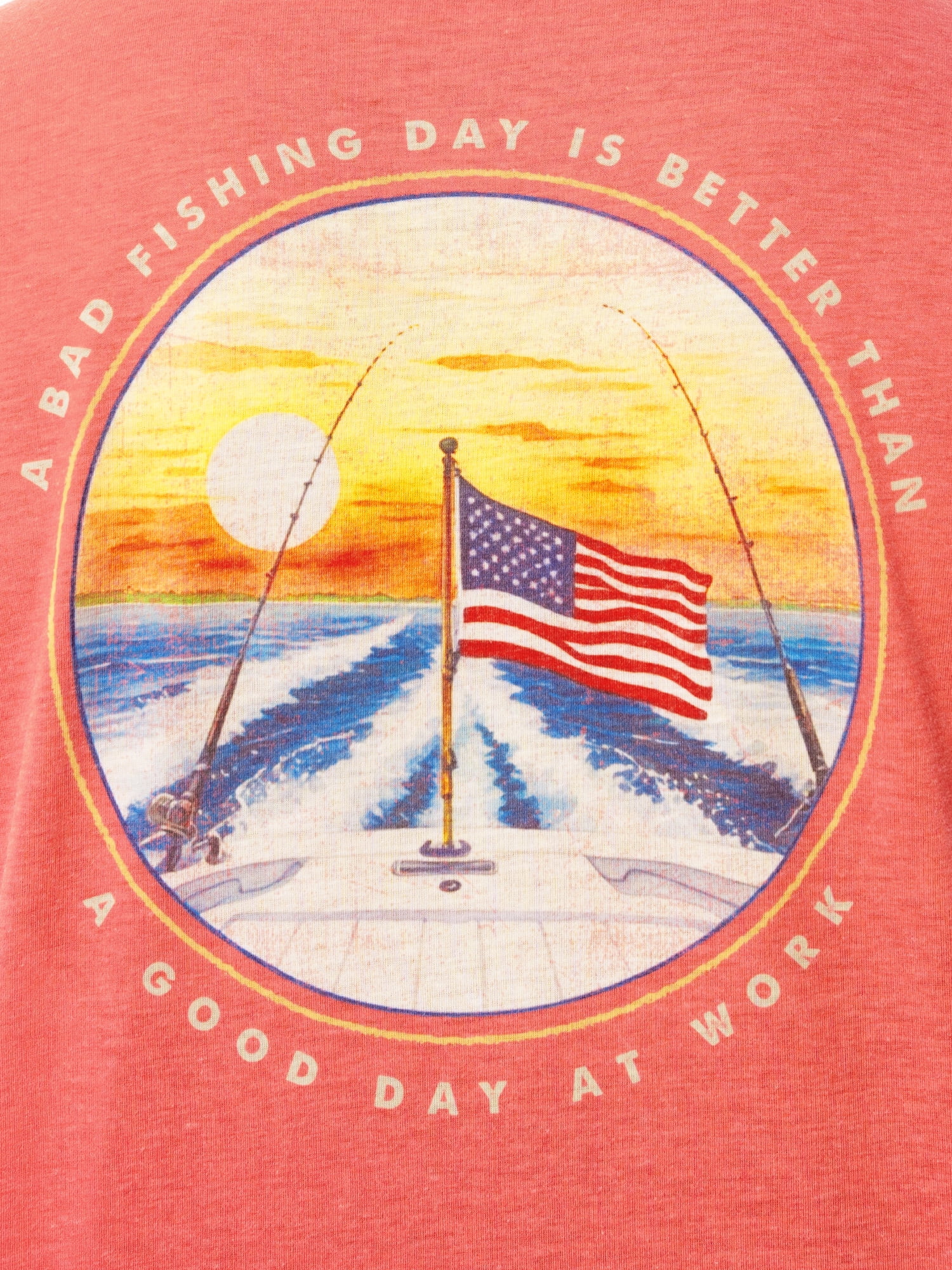Fish N Vibe Men's Short Sleeve Fishing Performance Outdoor Graphic T-Shirt, Spiced Coral, 2XL