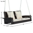 thumbnail image 4 of Wicker Hanging Porch Swing With Chains Cushion Pillow Rattan Swing Bench For 2 Person Garden Backyard Porch Swing, 4 of 9