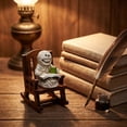 thumbnail image 4 of Pnmtdaia Halloween Mummy Resin Figurine on Rocking Chair, Spooky Mummy Statue with Reading Book and Green Cup, Unique Desktop Ornament for Home Shelf Mantel Halloween Party Decor, 4 of 5