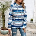 thumbnail image 2 of Sudadera Con Capucha Para Mujer, Sudadera De Fibra De Poliéster, Manga Larga, Rayas Coloridas, Con Capucha, Cordón De Lana, Cómoda Para Ir De Compras ANGGREK Raya Fina Azul XL, 2 of 6