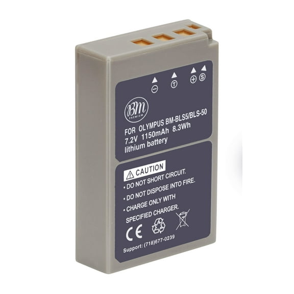 BM Premium BLS-5, BLS-50, PS-BLS5 Battery for Olympus OM-D E-M5 III, E-M10, E-M10 III, E-M10 IV, E-PL6, E-PL7, E-PL8, E-PL9, E-PL10, Stylus 1 Cameras